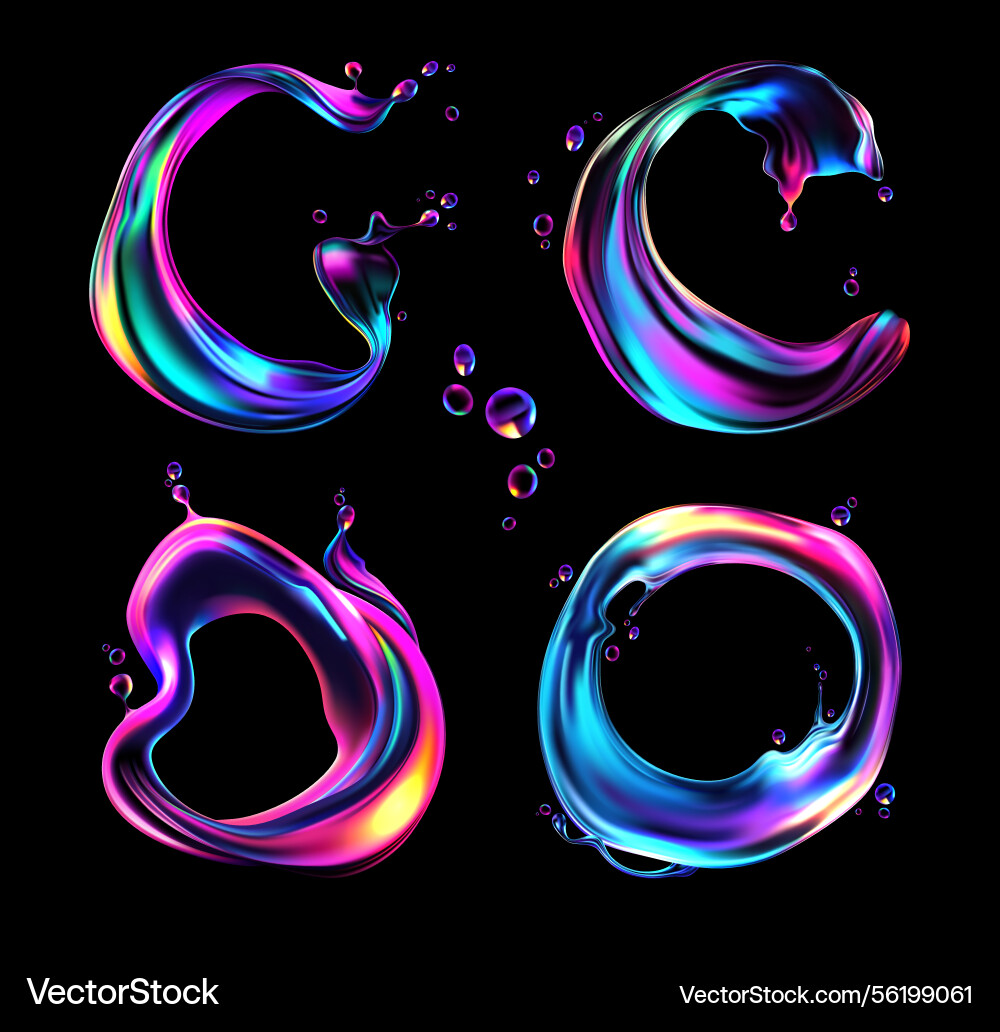 Circular abstract liquid effect collection Vector Image