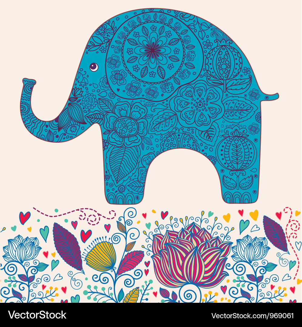 Elegant Floral Elephant vector image