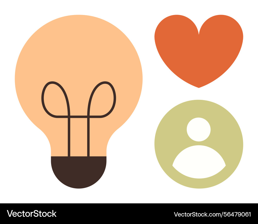 Lightbulb heart and user icon representing Lightbulb heart and user icon representing vector image