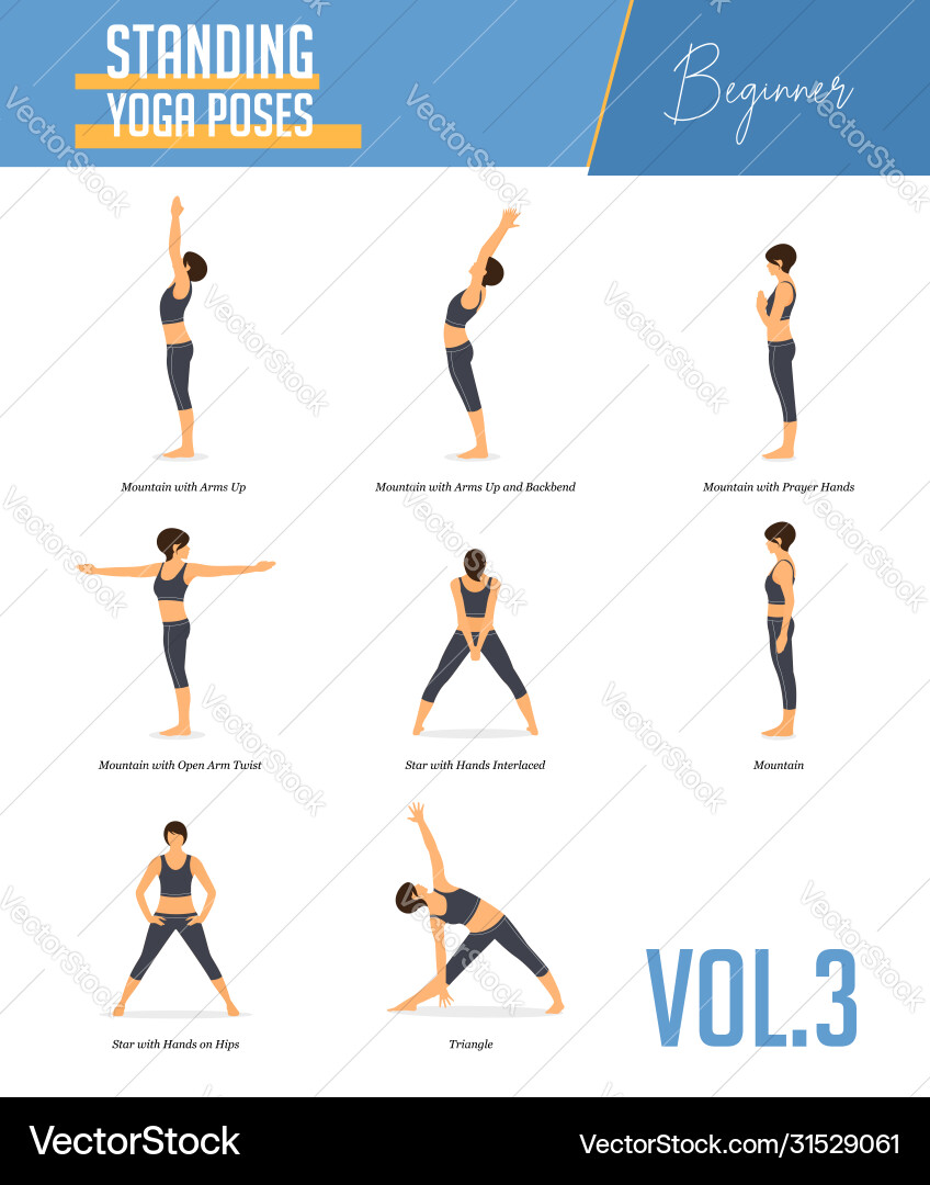 Yoga Balance Poses - Standing Asanas Vector Image