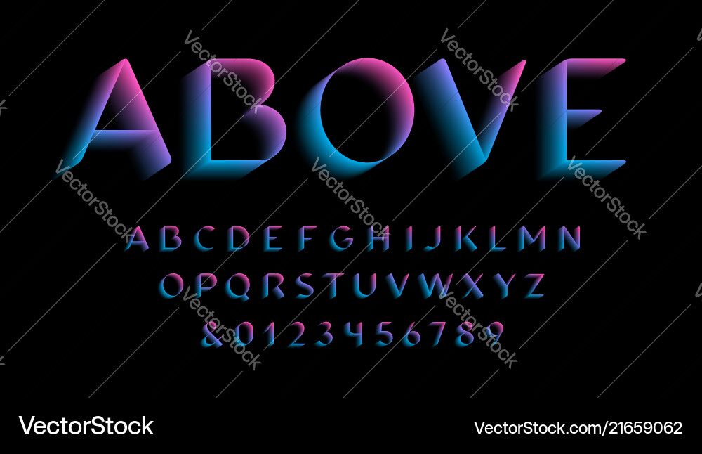 3d font alphabet with latin letters and numbers 3d font alphabet with latin letters and numbers vector image