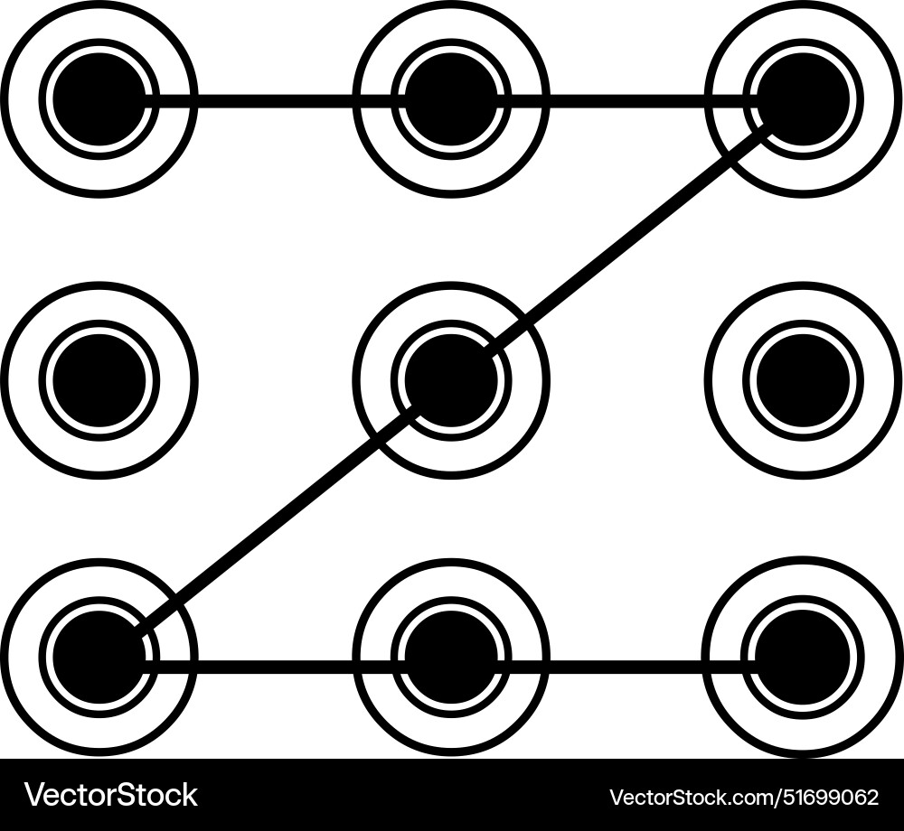 Black icon pattern unlock mobile device Black icon pattern unlock mobile device vector image