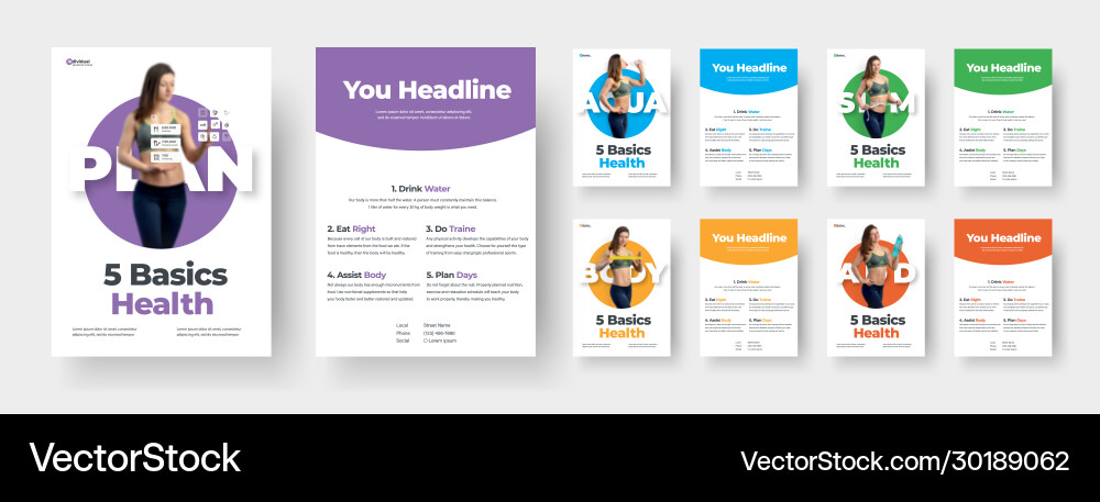 Double-sided leaflet template with colored Double-sided leaflet template with colored vector image