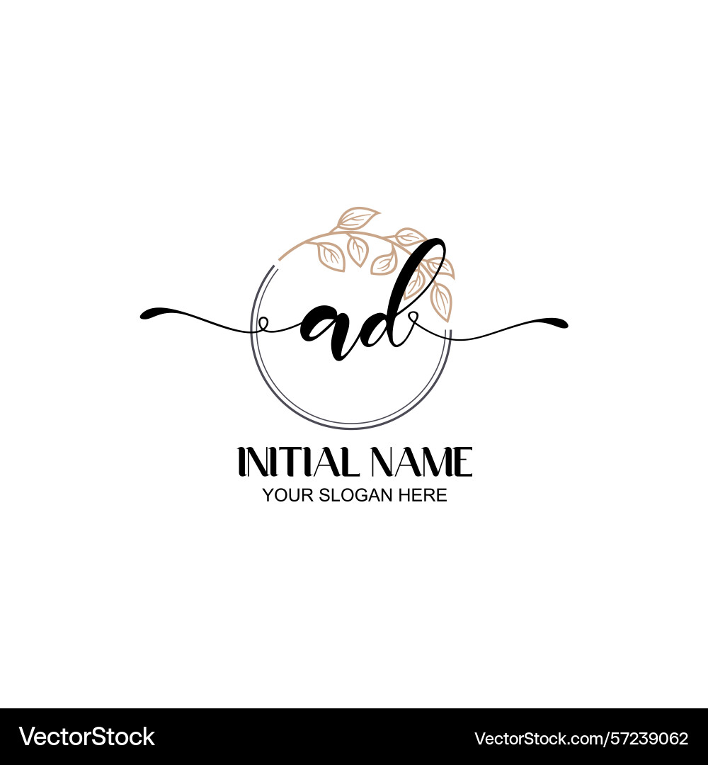Elegant ad initial logo design with botanical Elegant ad initial logo design with botanical Vector Image
