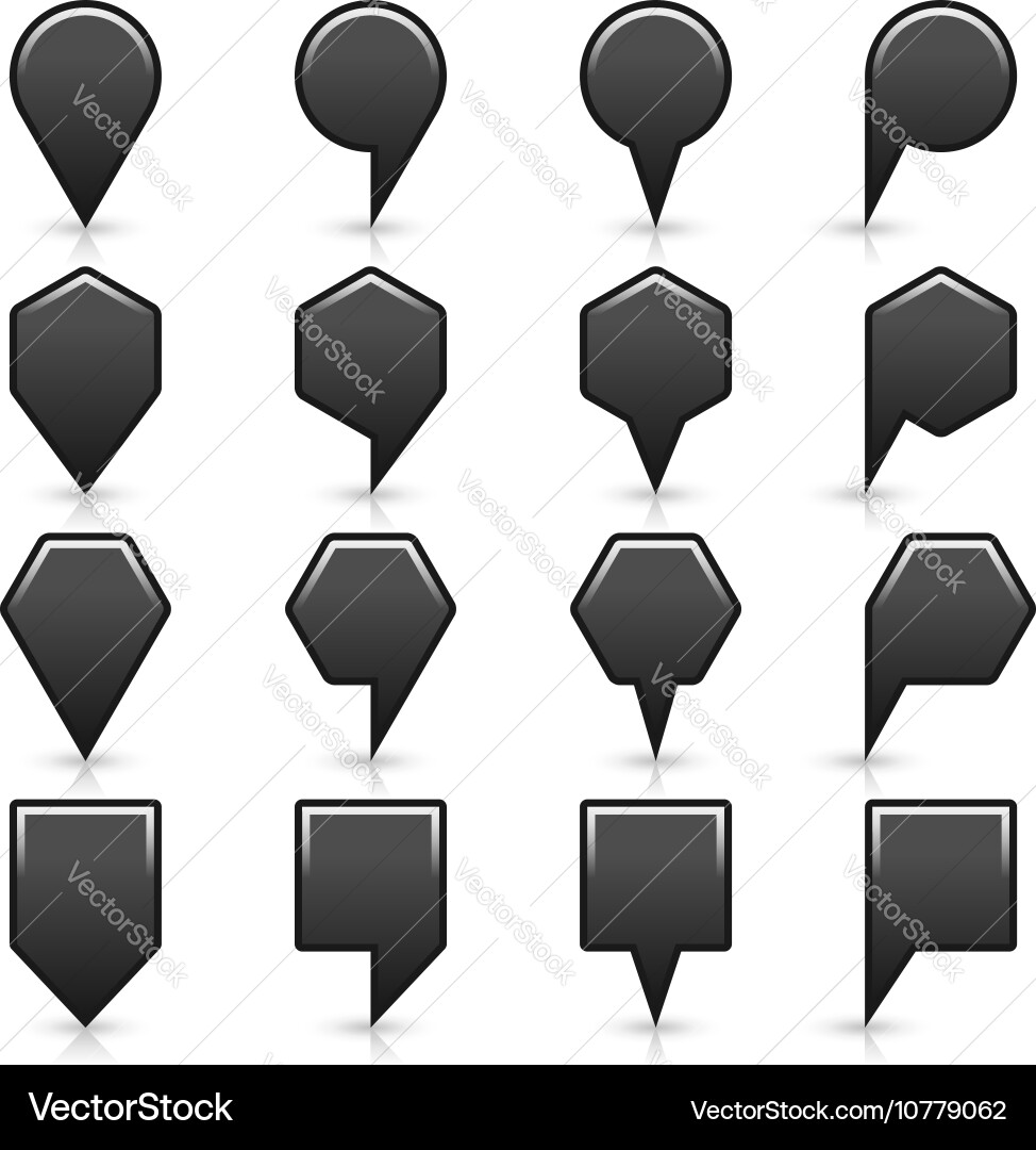 Flat map pins sign location icon with shadow Vector Image