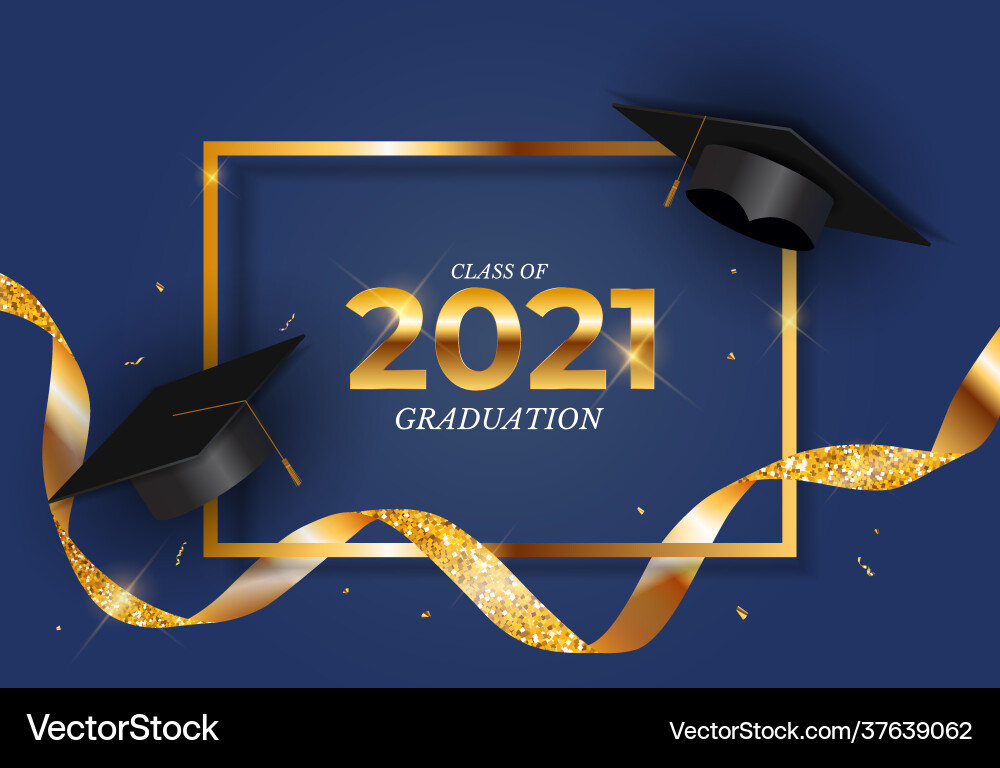 Graduation Klasse von 2021 - Confetti Feiern Vektorbild