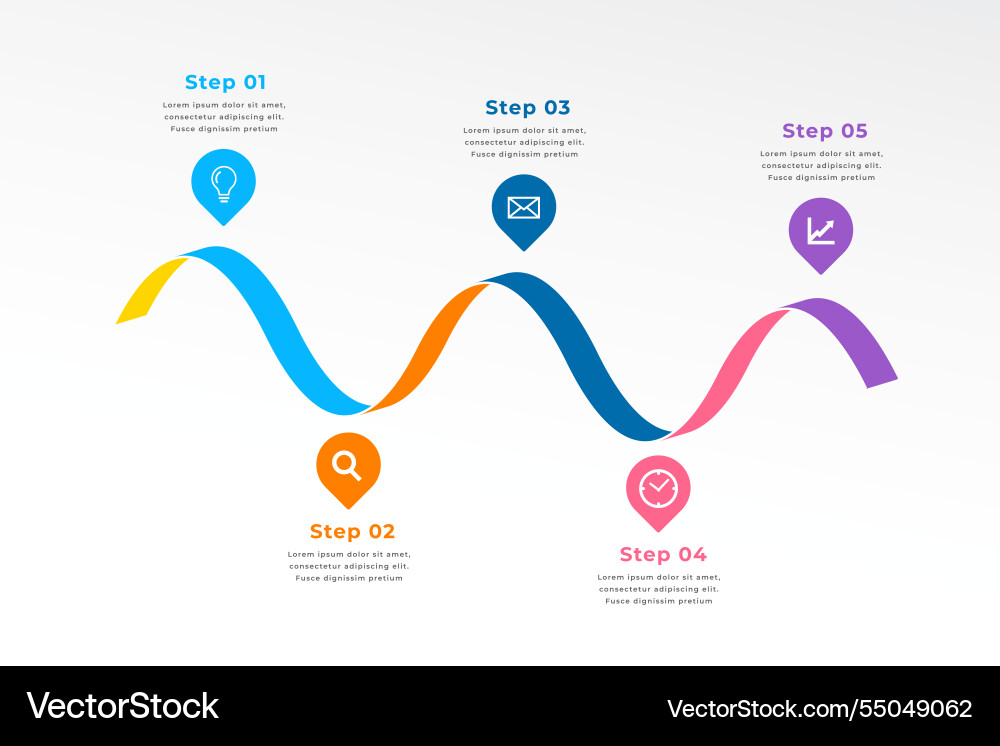 Infographic milestone workflow template with 5 vector image