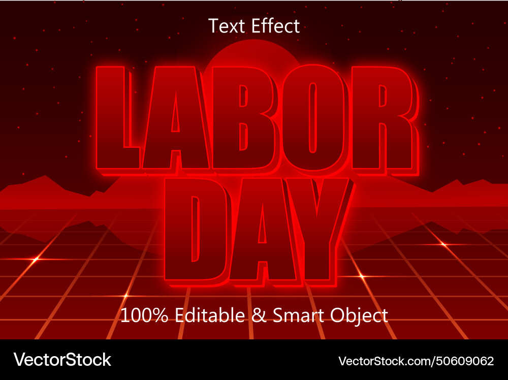 Labor day editable text effect 3 dimension emboss Vector Image
