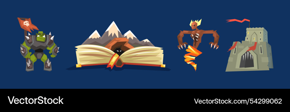 Playing game asset and object collection vector image