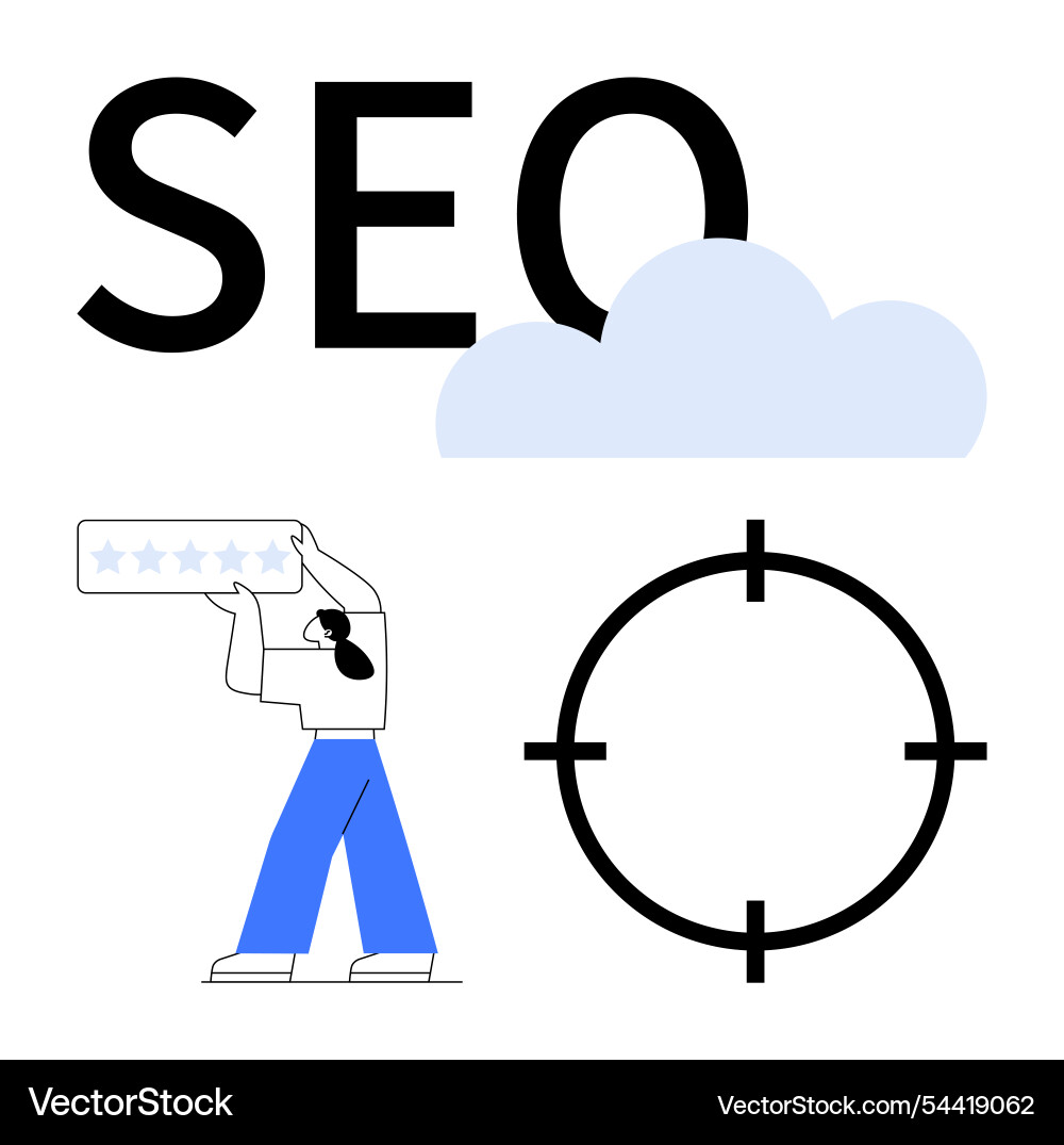 Seo concept with rating system search target Seo concept with rating system search target Vector Image