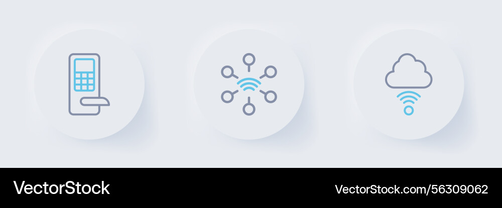Set line network cloud connection and digital Set line network cloud connection and digital vector image