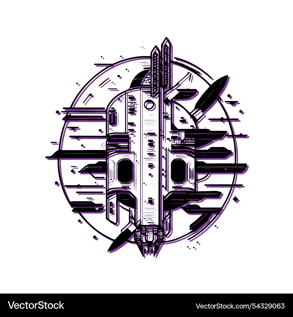 Abstract spaceship design with glitch effect Vector Image