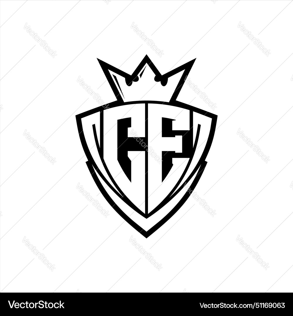 Ce letter logo with sharp triangle shield shape Vector Image