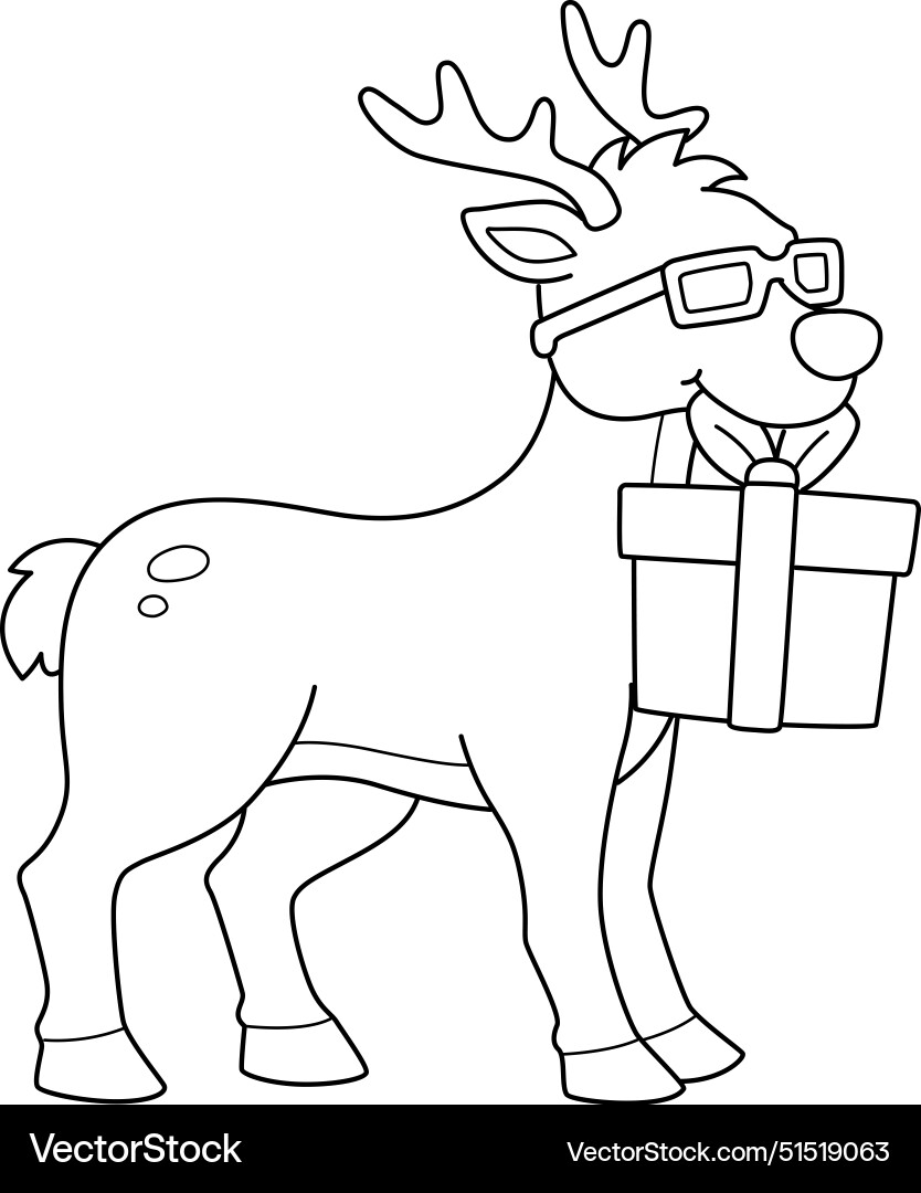 Christmas in july reindeer isolated coloring page Christmas in july reindeer isolated coloring page vector image