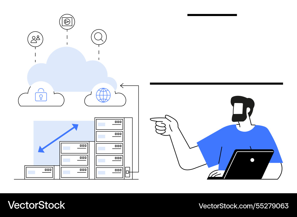 Cloud computing and data management concept Vector Image