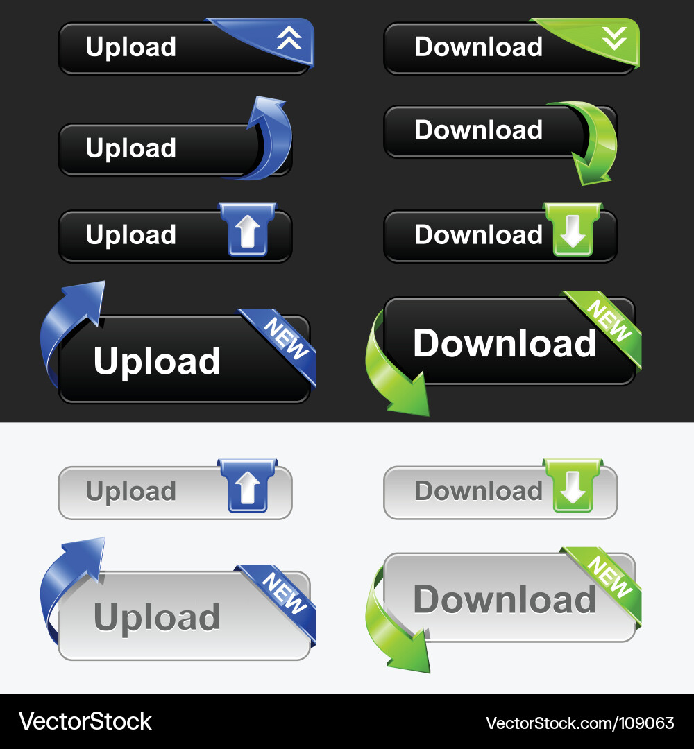 Download and Upload Button Collection vector image
