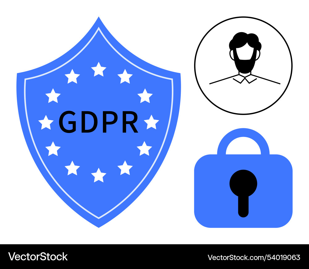Gdpr security shield with lock and user privacy Gdpr security shield with lock and user privacy vector image