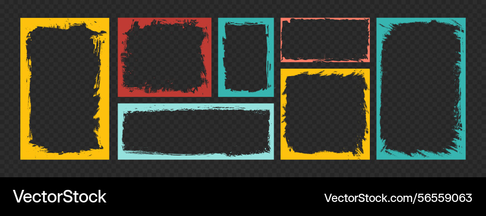 Grunge frames set abstract textured borders Vector Image