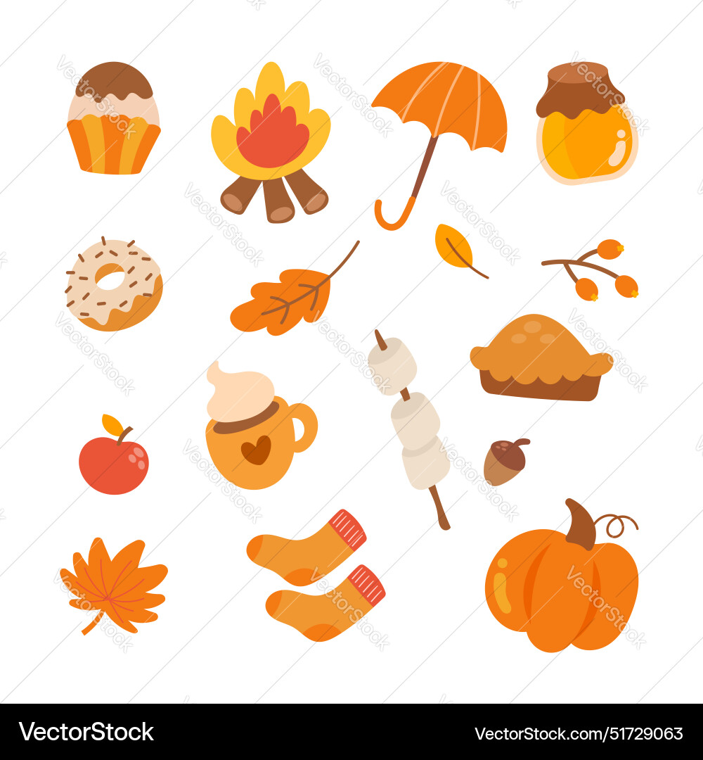 Hello autumn collection object elements Vector Image