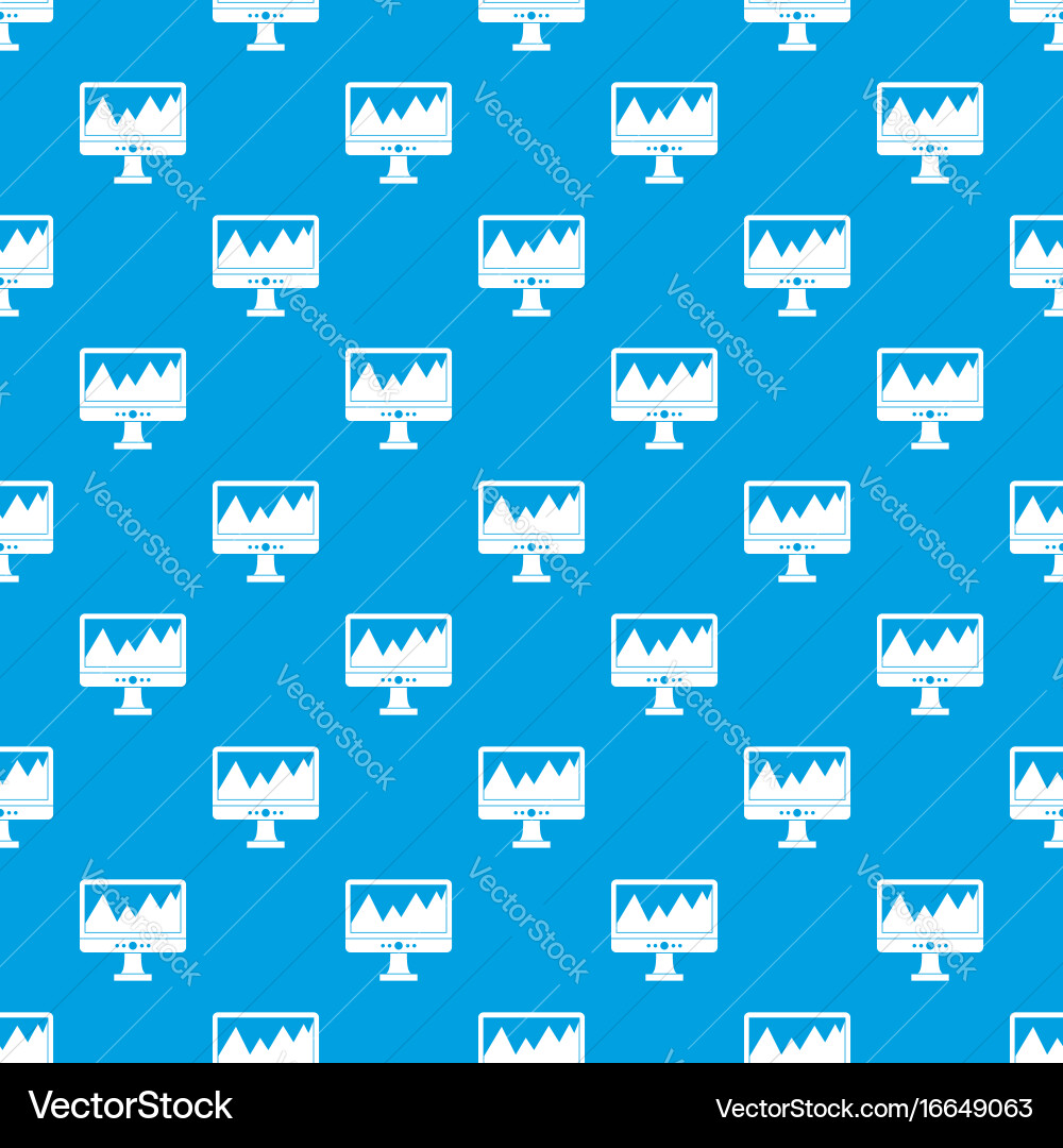 Monitor and a chart pattern seamless blue vector image