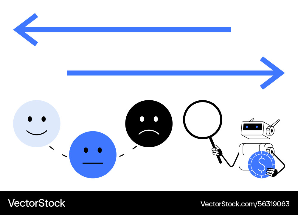 Sentiment Analysis with AI Monitoring Vector Image