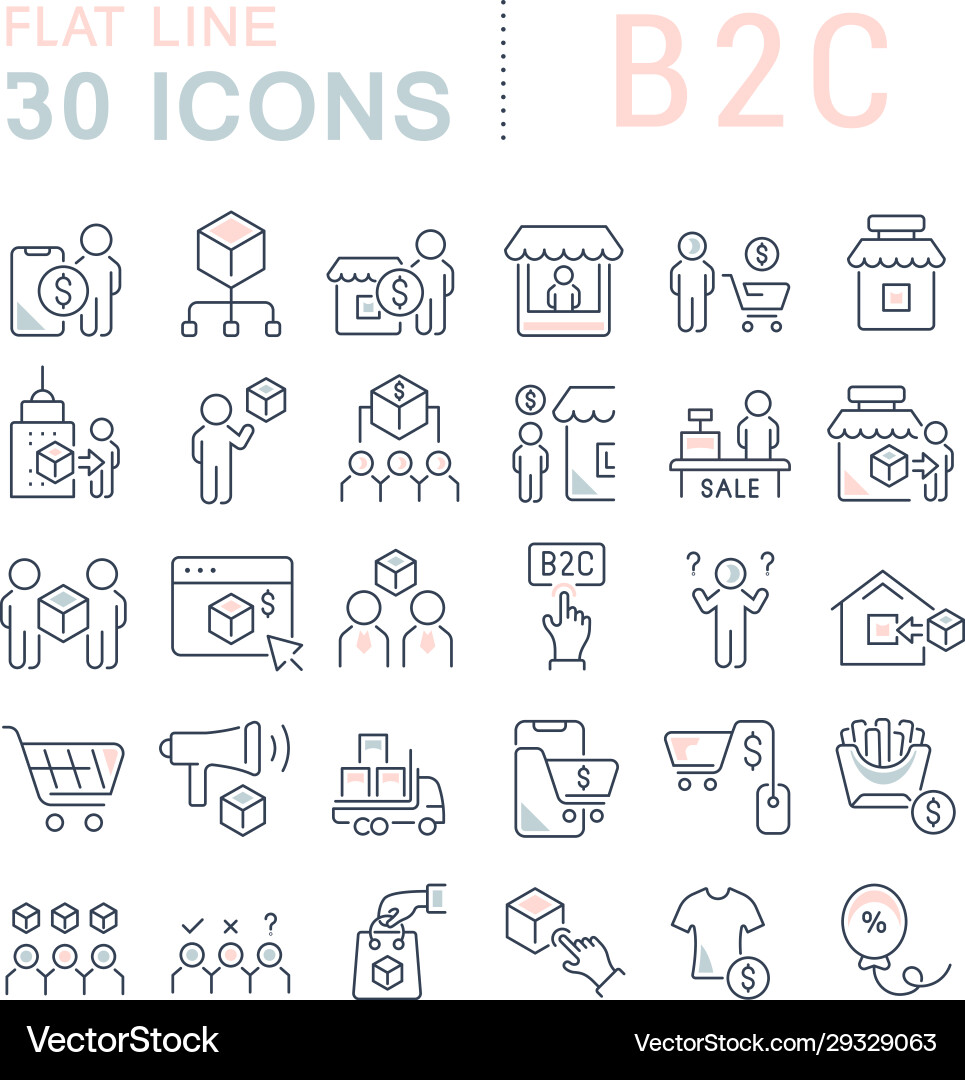 Set line icons b2c Set line icons b2c vector image