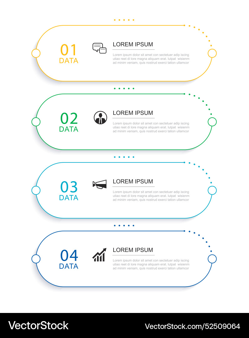 4 data infographics thin line index template 4 data infographics thin line index template vector image