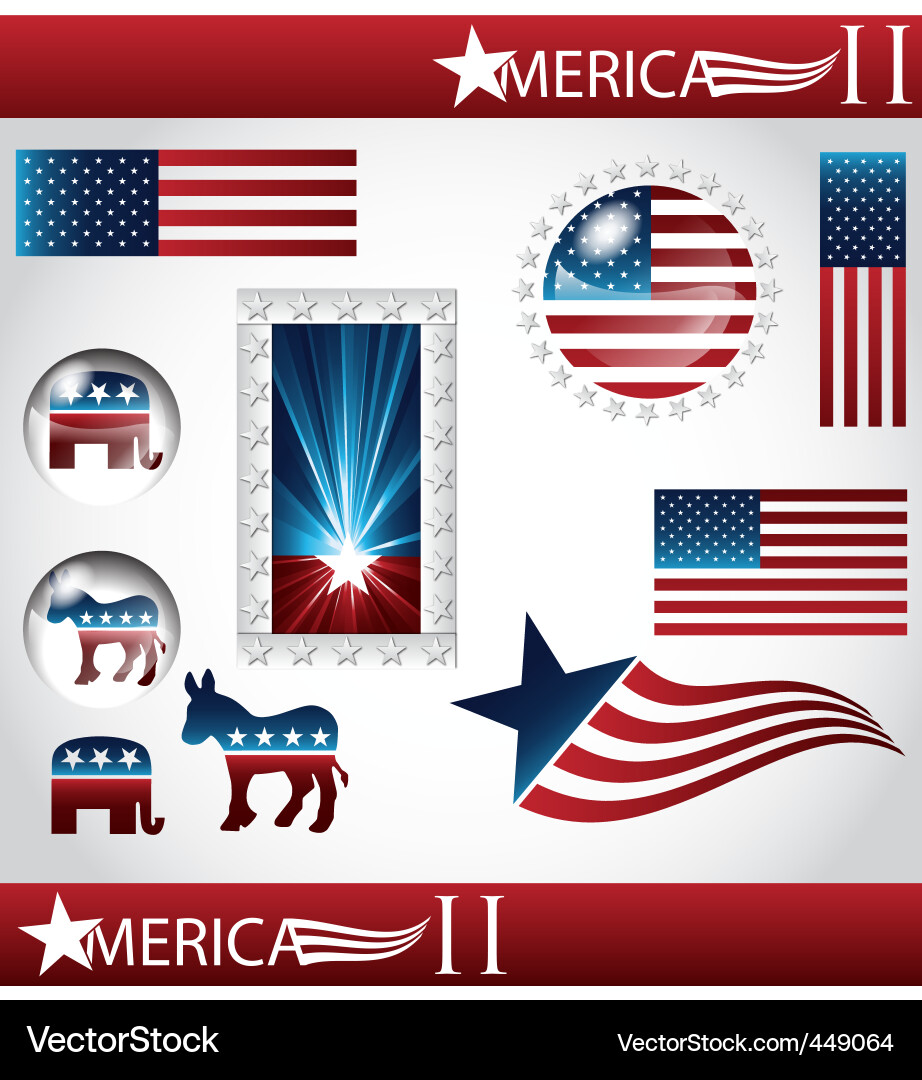 American Flags & Stars vector image