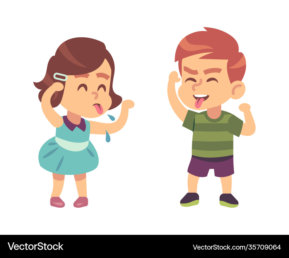 Boy and girl teasing each other naughty Boy and girl teasing each other naughty vector image