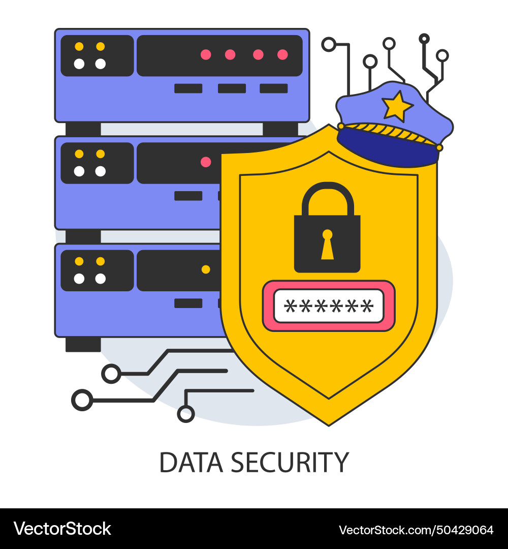 Data security shielded servers and encrypted Data security shielded servers and encrypted vector image