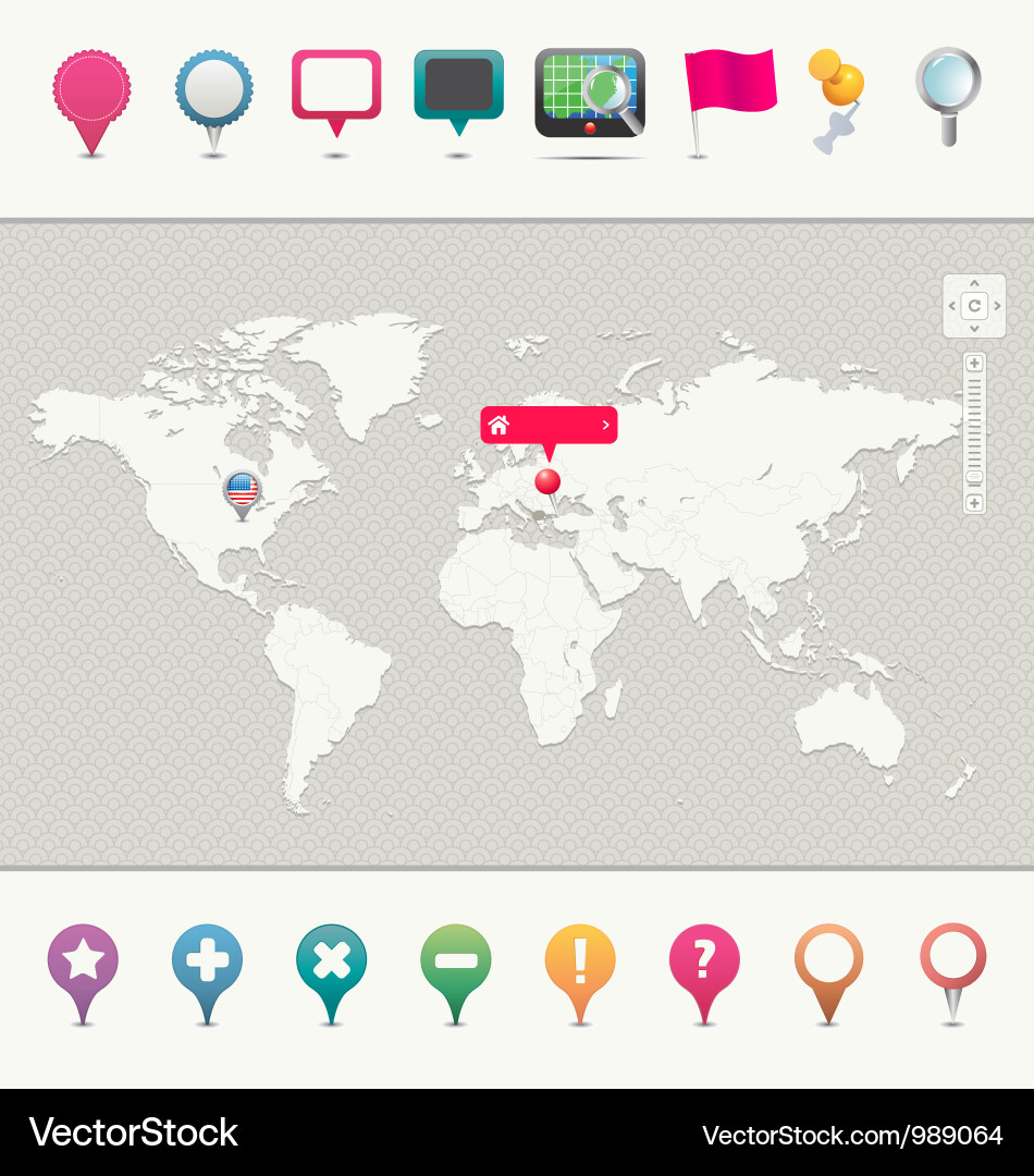Navigation Map with Pins vector image