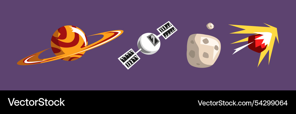 Outer space and universe object item Outer space and universe object item vector image