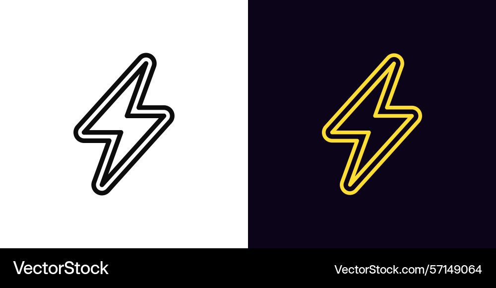 Outline lightning icon with editable stroke Outline lightning icon with editable stroke vector image