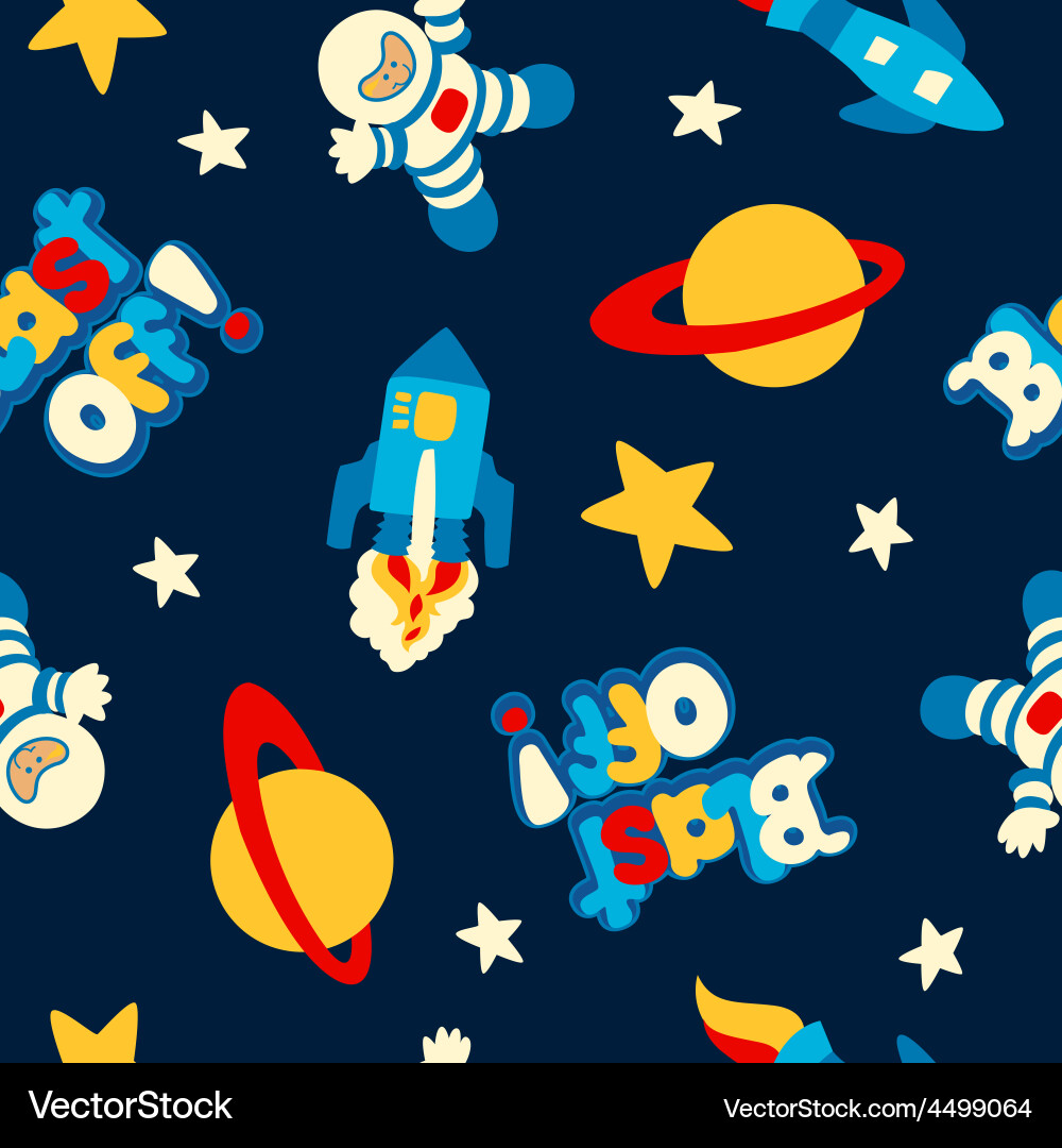 Rockets and Astronauts Pattern Vector Image
