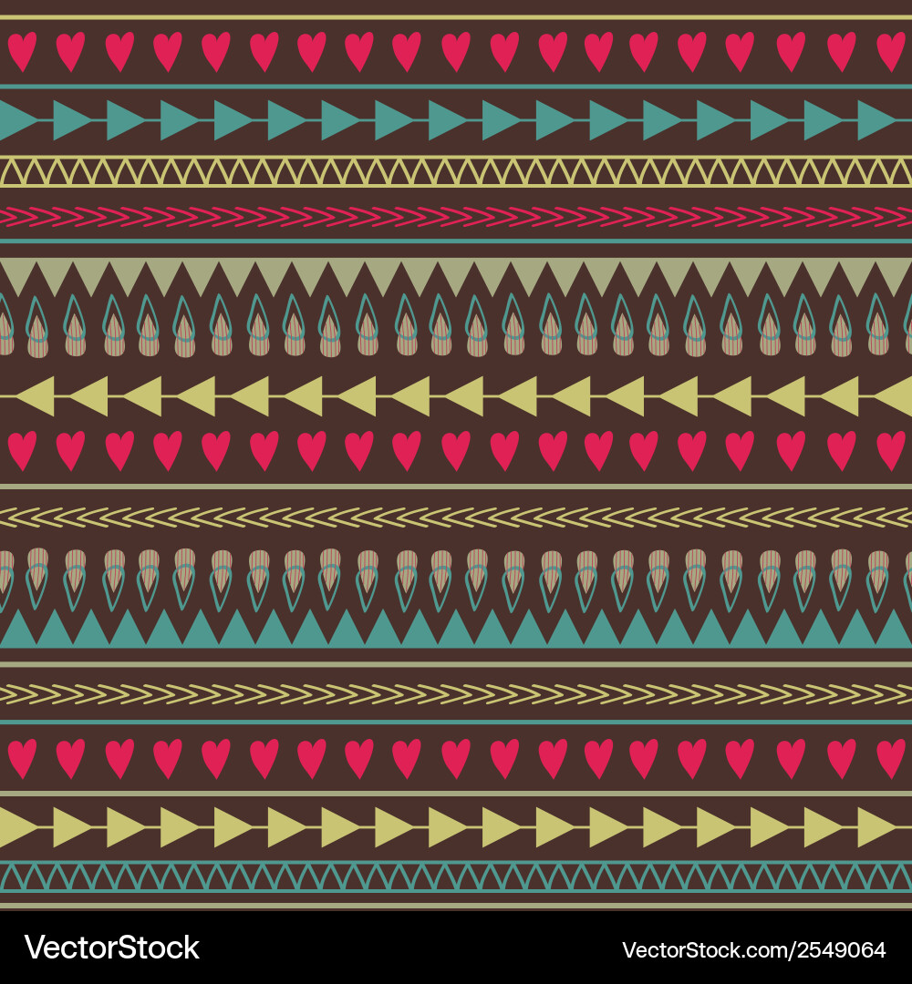 Seamless pattern with hearts lines arrows vector image