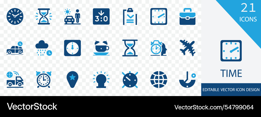 Time solid icon set Time solid icon set vector image