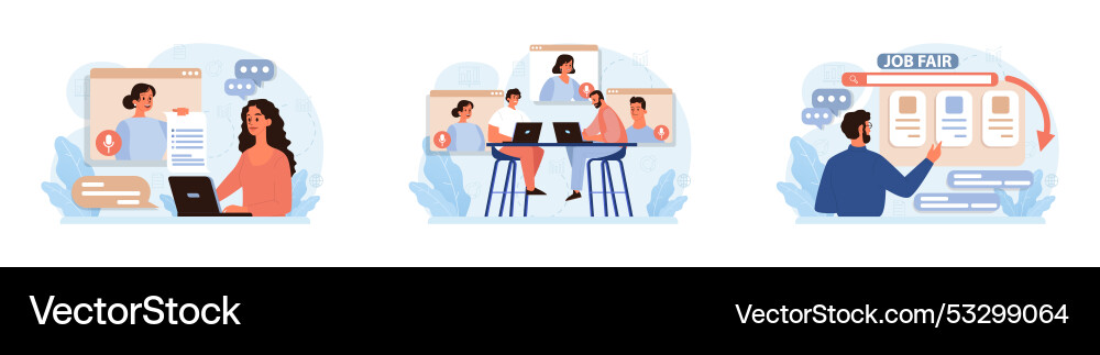 Virtual events set online education conference Virtual events set online education conference vector image