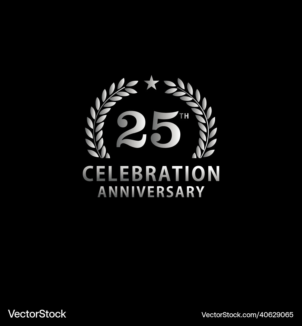 25th silver anniversary logo design Royalty Free Vector