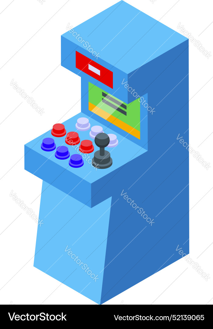 Blue arcade game machine standing with joystick Blue arcade game machine standing with joystick vector image