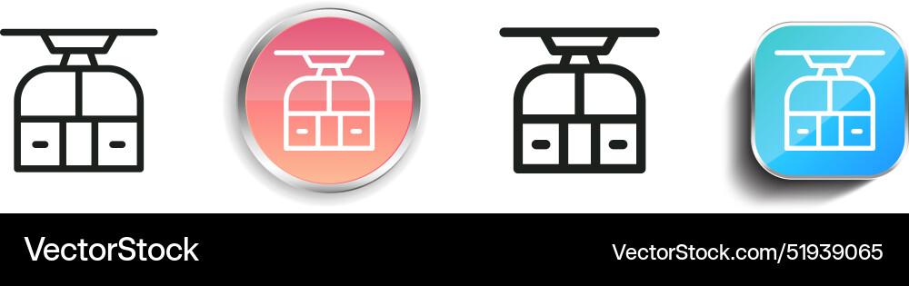 Cableway icon thin linear regular and button Cableway icon thin linear regular and button vector image