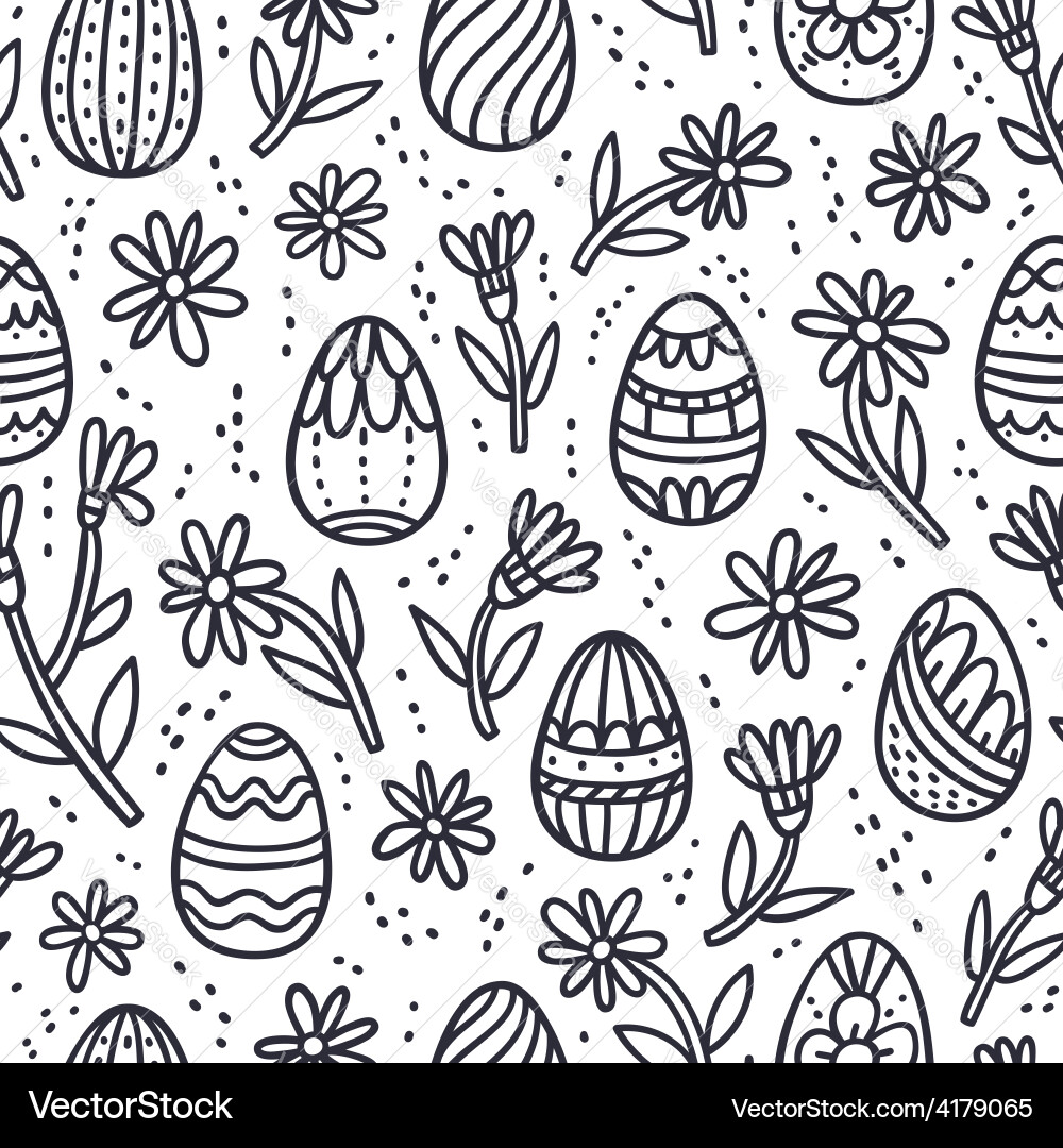 Decorative easter doodle eggs seamless pattern Vector Image