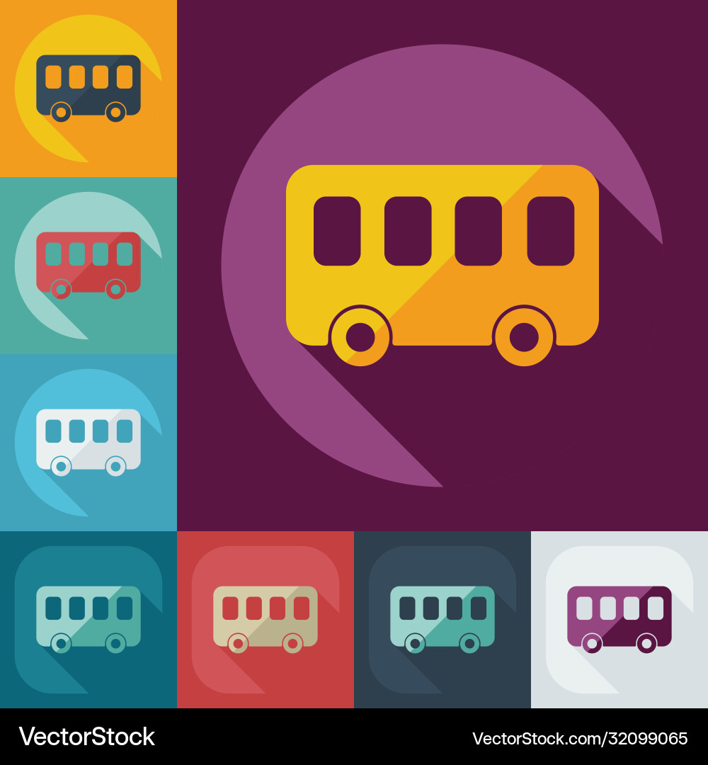 Flat modern design with shadow icon bus Flat modern design with shadow icon bus vector image