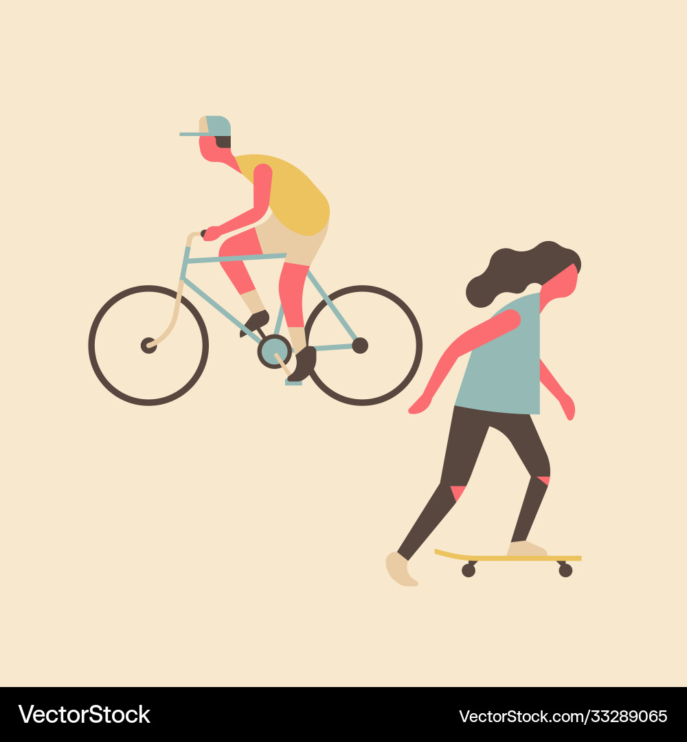 Minimal composition abstract characters riding Vector Image
