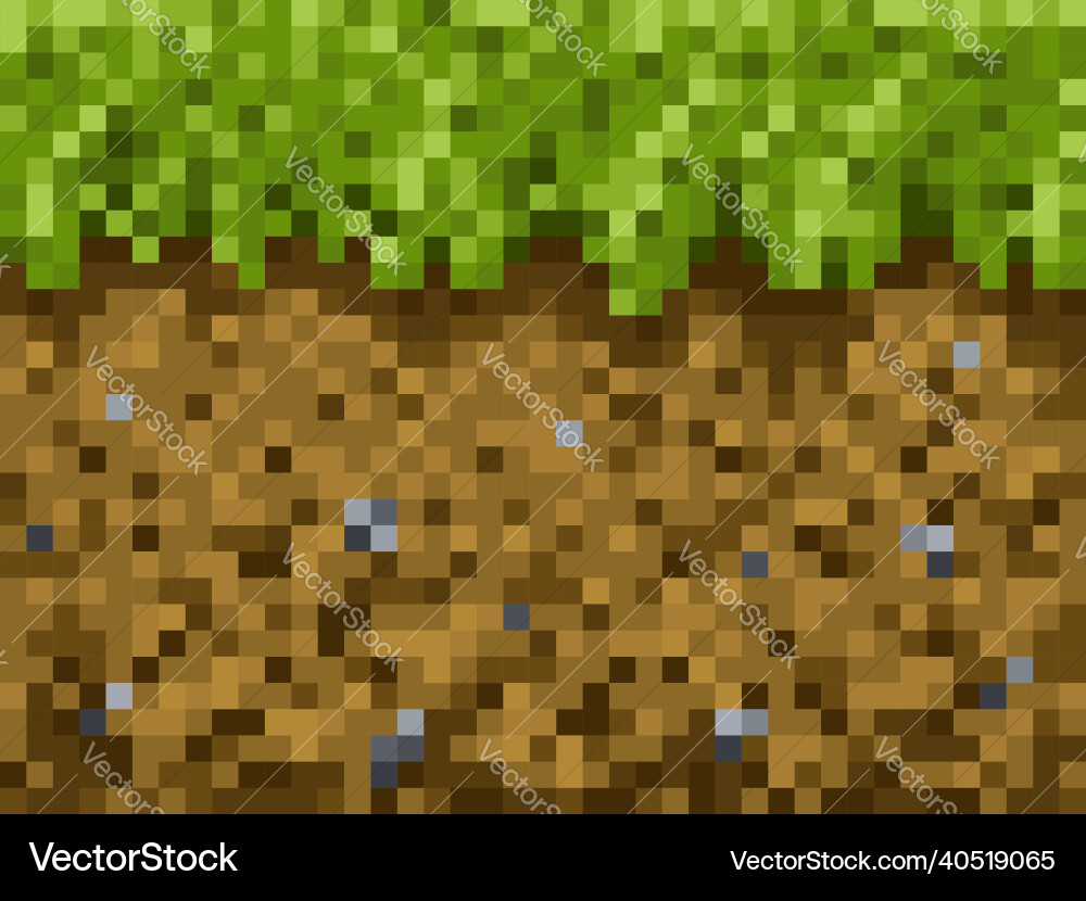 Pixel Grass Blocks Game Background Vector Image