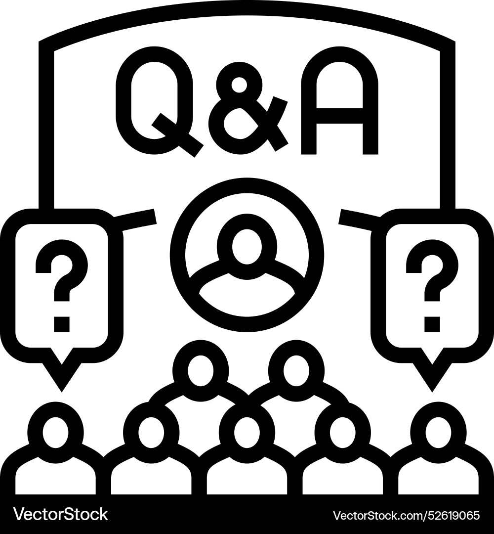 Qa session virtual conference line icon vector image