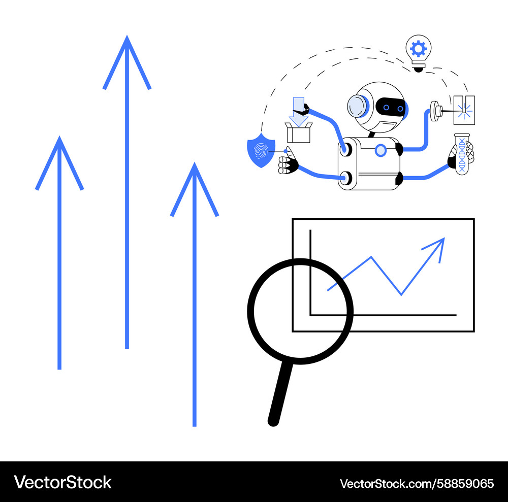 Robot automation boosting analytics growth Robot automation boosting analytics growth Vector Image