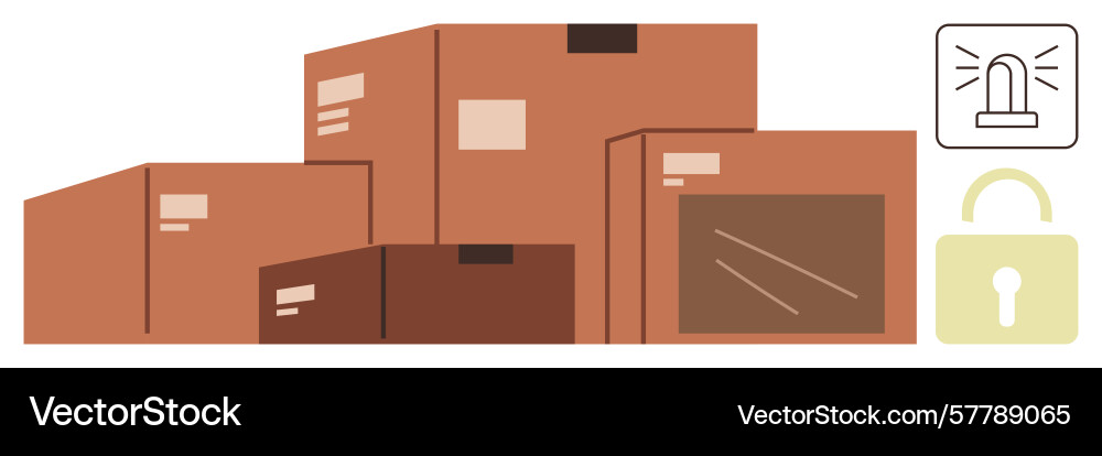 Secure package storage with locked boxes Vector Image