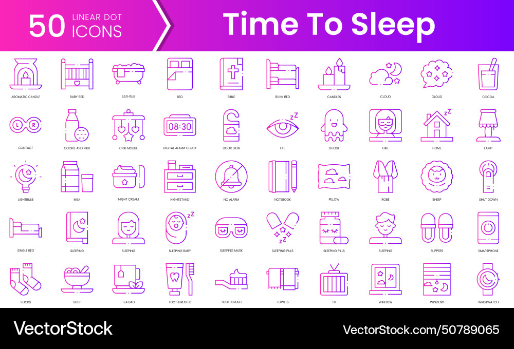 Set of time to sleep icons gradient style icon Set of time to sleep icons gradient style icon vector image