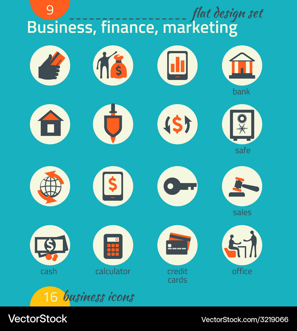 Business icon set software and web development Vector Image