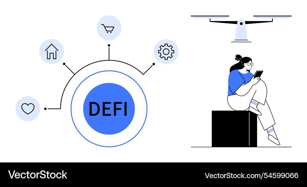 Decentralized finance concept with network Vector Image